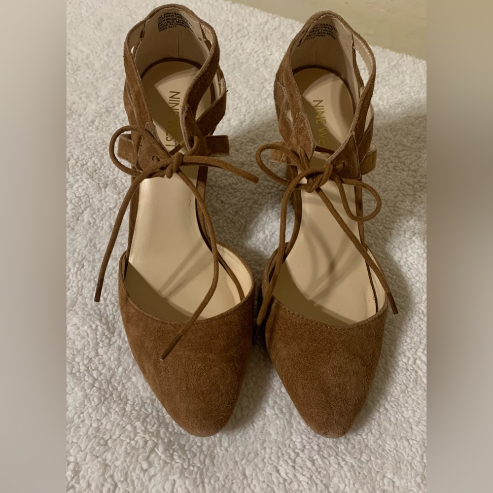 🦋Women’s Nine West Shoes Sabiniano Suede Pointed Toe Pum Brown Size 7